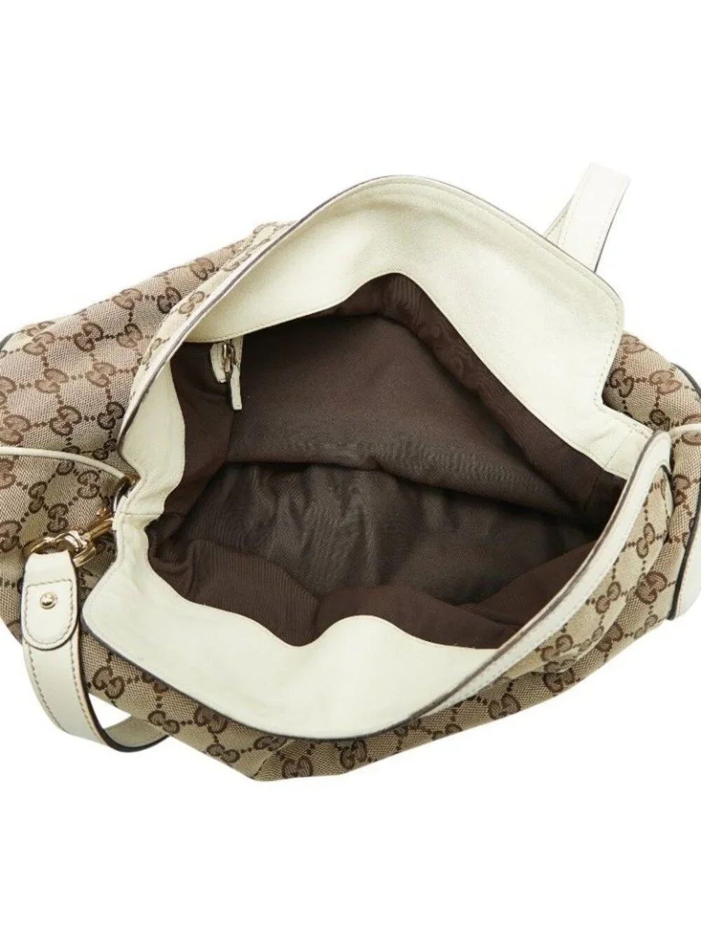 Gucci Shoulder Bag Beige Ivory Canvas Leather - Picture 6 of 8
